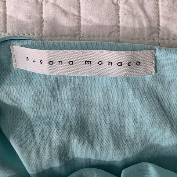 Susana Monaco Aqua Sequin Mini Dress Cowl Neck Crisscross Straps Size S, NWOT - Picture 5 of 8